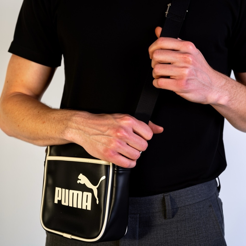 PUMA Black MessengerBag With White Logo Men